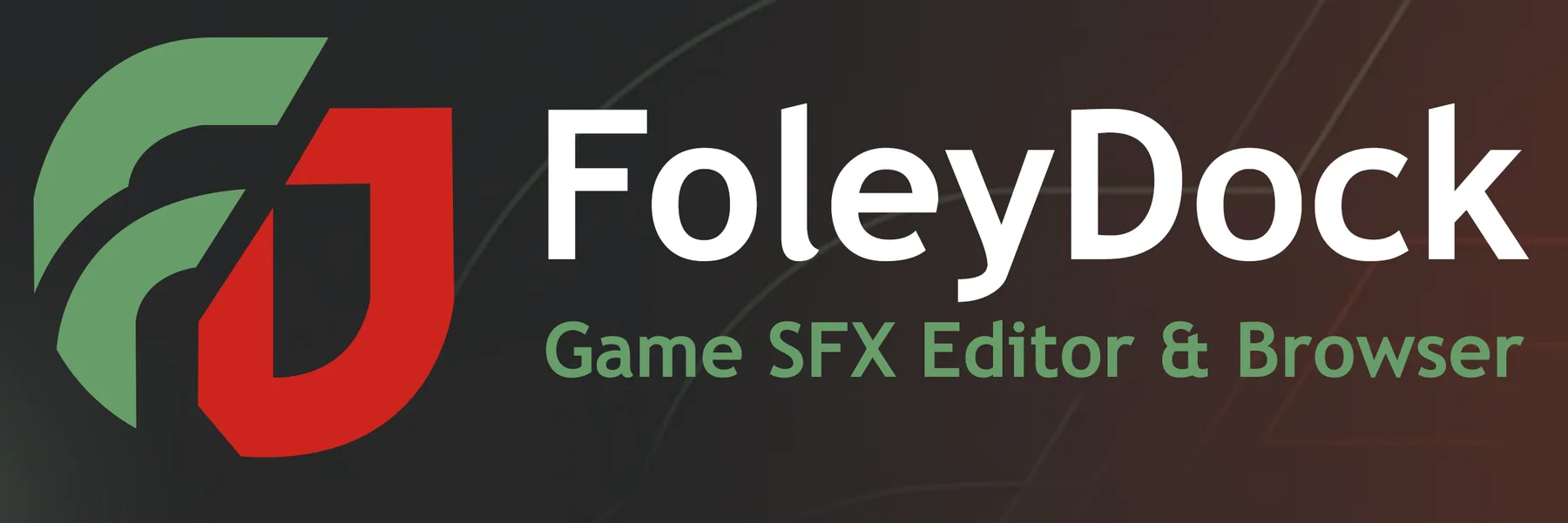 FoleyDock logo banner for a game SFX editor and browser.